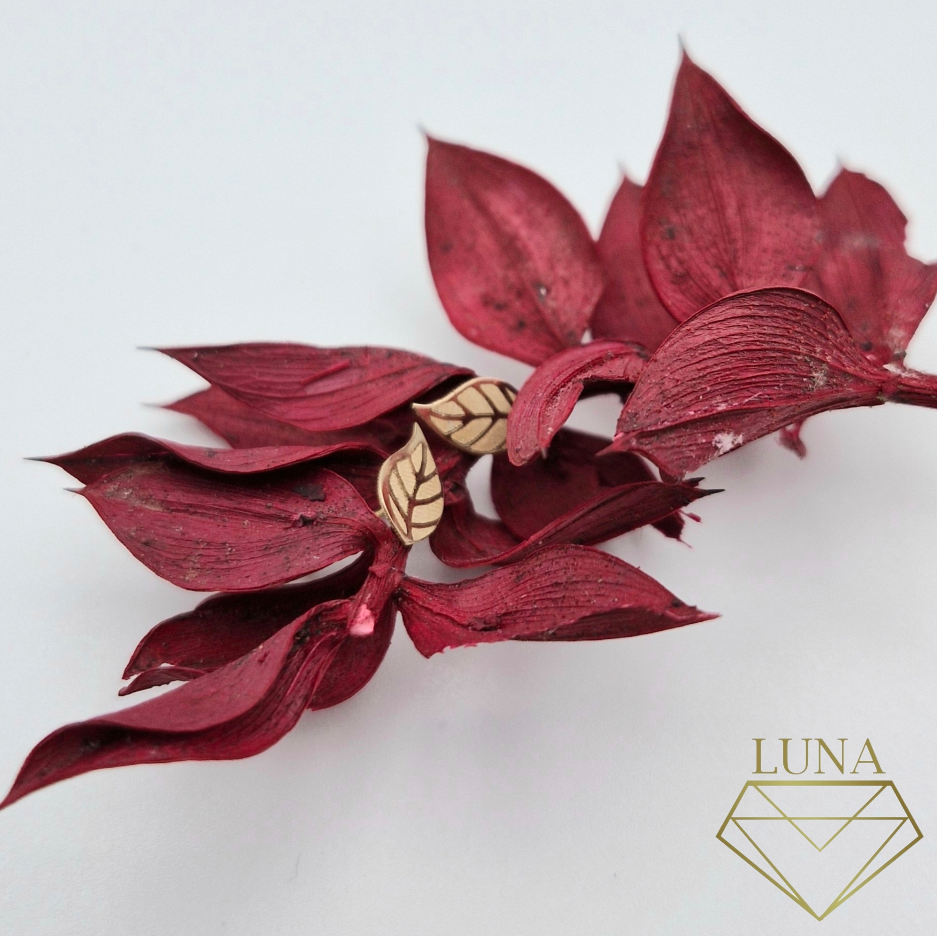 گوشواره میخی طرح برگ