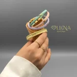 دستبند چرم طلا طرح گل