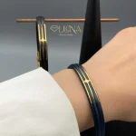 دستبند چرم و طلا ستاره