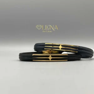 دستبند چرم و طلا ستاره